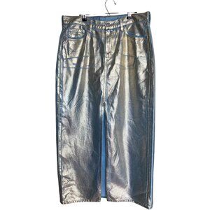 Levis Womens Skirt Size 31 Gray Metallic Column Denim Casual Pure Cotton